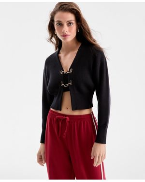 BarIII Long-sleeve Hardware Cardigan - Red