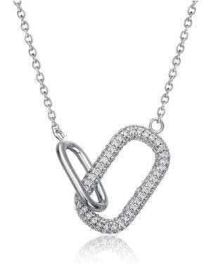 Rachel Glauber Radiant Cz Two-tone Texture Interlocking Links Necklace - Black