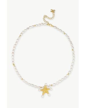 Classicharms Lila Starfish Keshi Pearl Pendant Necklace - White