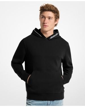 Michael Kors Ribbed Logo Pull-on Hoodie - Black