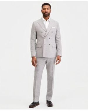 Michael Kors Classic Fit Light Gray Double Breasted Mini Houndstooth Suit Separates