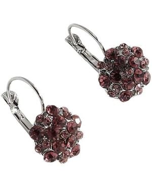 SOH Stone Flower Hoop Earrings - Pink