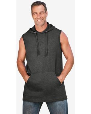 Kingsize Big & Tall Lightweight Muscle Hoodie Tee - Gray