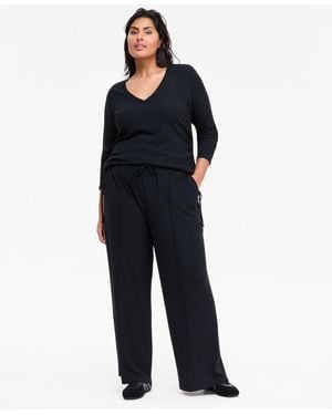INC International Concepts Plus Size Ribbed Wide-leg Drawstring Pants - Blue
