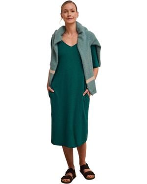 Celtic & Co. Linen Blend V-neck Midi Dress - Green