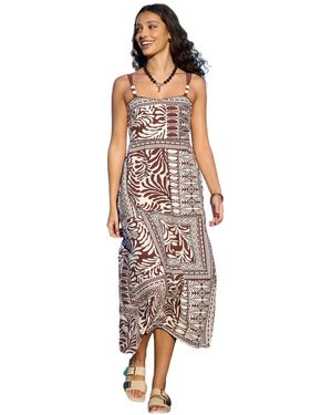 Yumi' Beaded Print Midi Dress - White