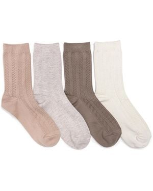 Muk Luks Lume Ribbed Crew Socks - White