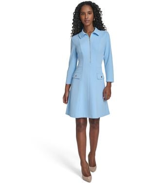 Tommy Hilfiger Zip-front Fit And Flare Dress - Blue