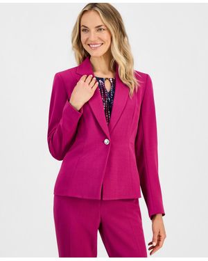 Kasper Petite Notch Collar Padded Blazer - Pink