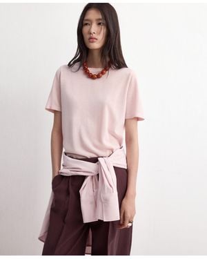 Mango Short-sleeved Knitted Sweater - Pink