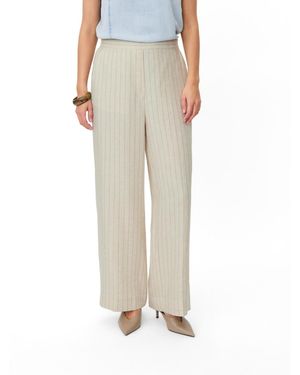 Masai Mapippie Linen-blend Pinstripe Wide-leg Pants - Natural