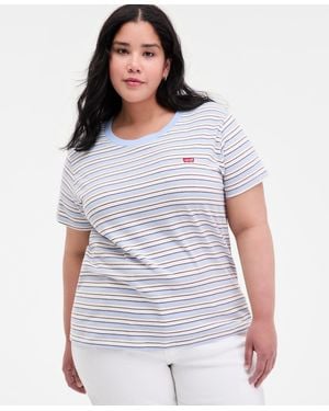 Levi's Plus Size Mandy Stripe Perfect T-shirt - White
