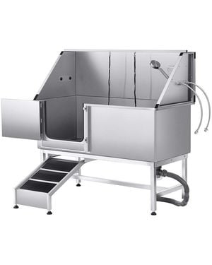Rui 62 Inch Stainless Steel Dog Washing Station - Gray