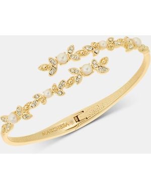 Marchesa Crystal & Imitation Pearl Bypass Bangle Bracelet - Metallic