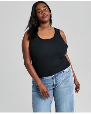 And Now This Trendy Plus Size Lace-trim Tank Top - White