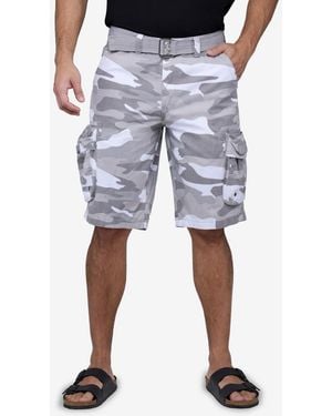 Raw X Belted Double Pocket Cargo Shorts - Blue