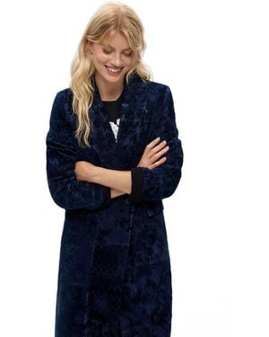Desigual Straight Jacquard Coat - Blue