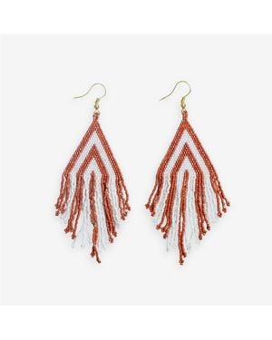 INK+ALLOY Haley Game Day Beaded Fringe Earrings - Red