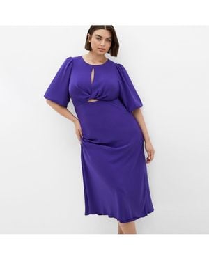 City Chic Plus Size Ines Puff Dress - Purple