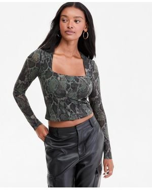 BarIII Square-neck Cropped Top - Gray
