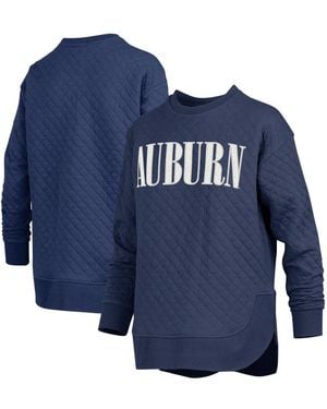 Pressbox Navy Auburn Tigers Quilted Long Sleeve Pullover Sweatshirt - Blue