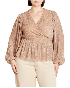 City Chic Plus Size Lilian Sparkle Top - Natural