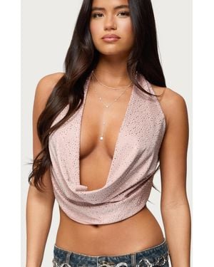 Edikted Studded Backless Cowl Neck Top - Green