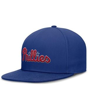 Nike Philadelphia Phillies Wordmark Dri-fit Round Bill True Fitted Hat - Blue