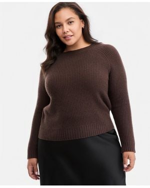 Charter Club Plus Size 100% Cashmere Shaker-stitched Sweater - Brown