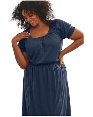 Avenue Gauze Puffed Sleeve Top - Blue