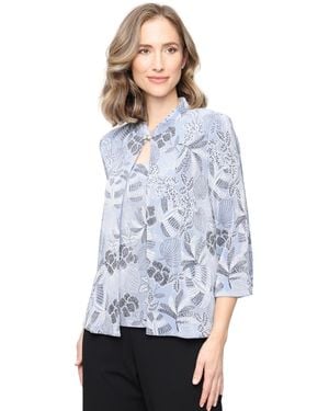Alex Evenings Petite Printed Slink 3/4-sleeve Jacket & Cami - Blue