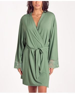 iCollection Modal Stretch Knit Long-sleeve Robe - Green