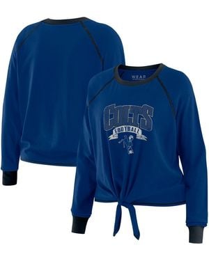 WEAR by Erin Andrews Royal/black Indianapolis Colts Plus Size Tie-front Long Sleeve Top - Blue