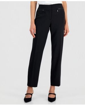 Kasper Ava Straight-leg Zip-pocket Pants - Black