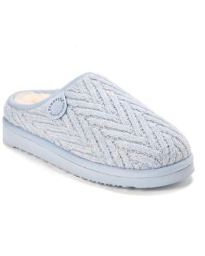 Dearfoams Greta Genuine Shearling Knit Clog Slipper - Blue