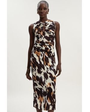 Karen Millen Cut Out Neck Midi Dress - White