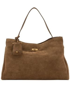 Mango Selection Large Leather Tote - Brown