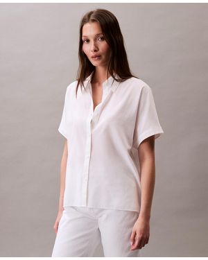 Calvin Klein Short-sleeve Button-down Collared Shirt - Blue
