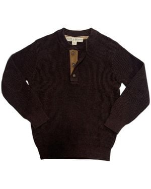 Hope & Henry Little And Big Boys' Organic Long Sleeve Henley Pullover Sweater - Black