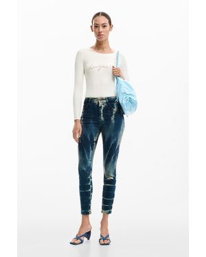 Desigual Tie-Dye Denim Pants, Cotton - Blue