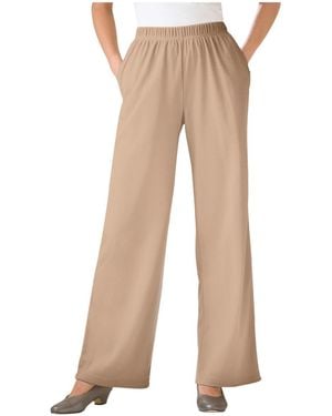 Woman Within Within Tall 7-day Knit Wide-leg Pant - Natural