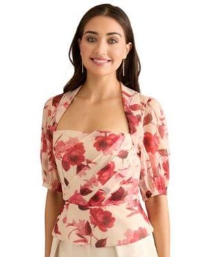 Muse Pleated Square Neck Corset Top - Red