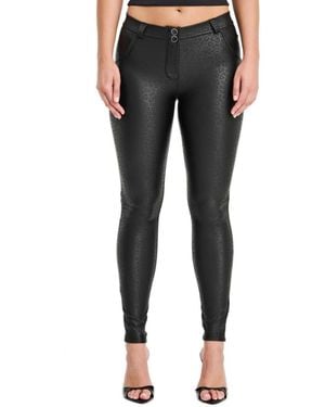 Freddy Panther Faux Leather Mid-rise Sculpting Pants - Black
