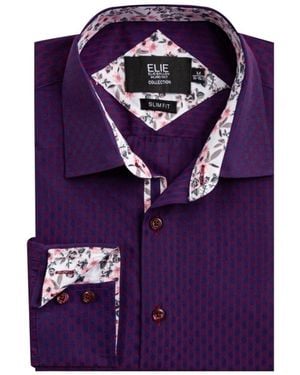Elie Balleh Big Boys Slim Fit Jacquard Dot Shirt - Purple