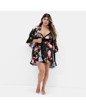 City Chic Arcadia Short Kimono - White