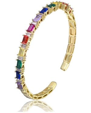 Rachel Glauber Rainbow Radiance 14k Gold Plated Bangle Bracelet - Metallic