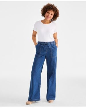 Style & Co. Pull-on Wide-leg Jeans - Blue
