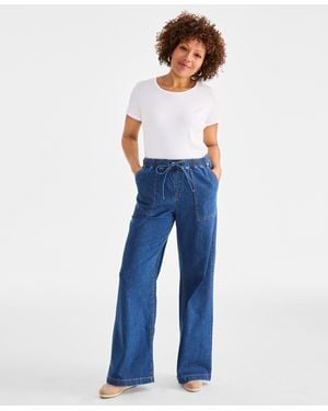Style & Co. Pull-on Wide-leg Jeans - Blue