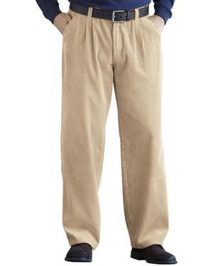 Kingsize Big & Tall Expandable Waist Corduroy Pleat-front Pants - Natural