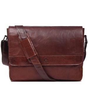 Aaron Leather Goods Polaris Leather Messenger Bag - Brown